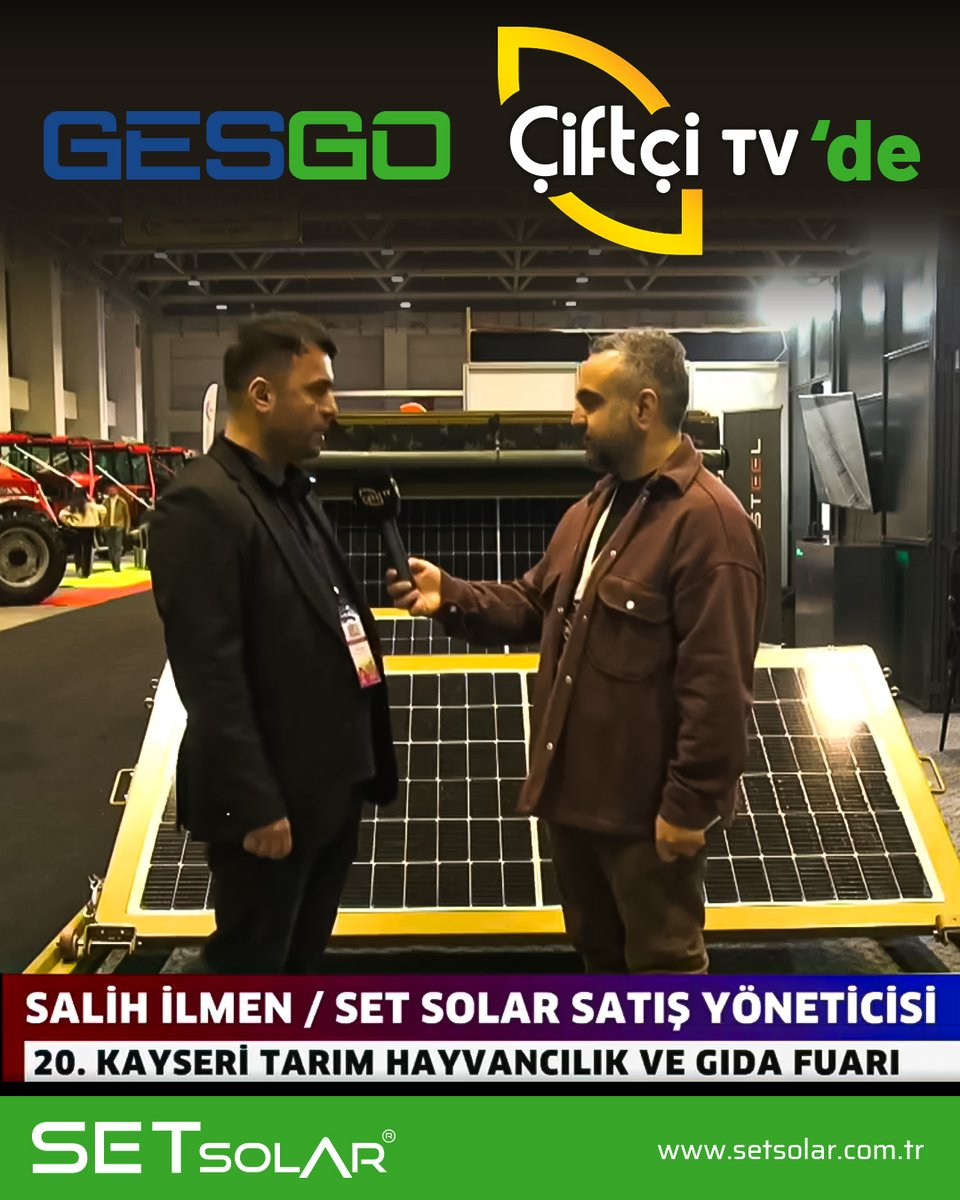 📢 GESGO, 20. Kayseri Tarım Fuarı’nda Çiftçi TV’de! 🚜☀️

Çiftçi TV, taşınabilir güneş enerjisi santralimiz GESGO hakkında özel bir röportaj gerçekleştirdi.

Röportajı izlemek için: 
lnkd.in/dZqEVxtC

#GESGO #SetSolar #Özka
#KayseriTarımFuarı #ÇiftçiTV #MobilGüneşSantrali