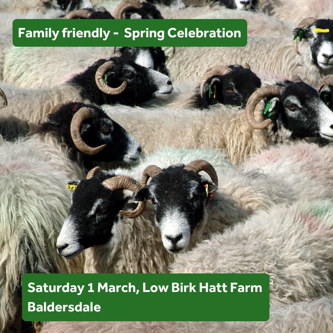 Celebrate spring and sheep at our family-friendly event Saturday 1 March, 10-4pm, at Low Birk Hatt Farm, Baldersdale.  
Enjoy fire-lit yurts, where you can toast marshmallows, sip hot chocolate and take part in fun activities.   
Book your place bit.ly/spring-celebra…