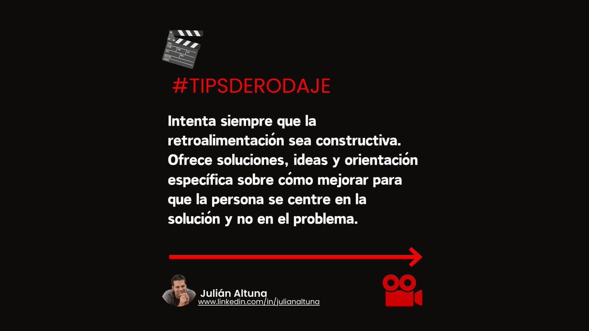 JulianAltuna's tweet photo. Un “tirón de orejas” no tiene por qué ser sinónimo de gritos o humillaciones públicas. Al contrario, las reprimendas efectivas siempre deben hacerse en privado y con el tono adecuado, evitando levantar la voz y cuidando que nuestro lenguaje corporal sea tranquilo pero firme. El objetivo no es hundir al trabajador, sino ayudarlo a mejorar y fortalecer la relación laboral.
#BuenaProducción #ProducciónAudiovisual #TipsDeRodaje #Cine #Películas #rodajes #AprendiendoProducción #ProducciónPráctica #ConsejosDeProducción