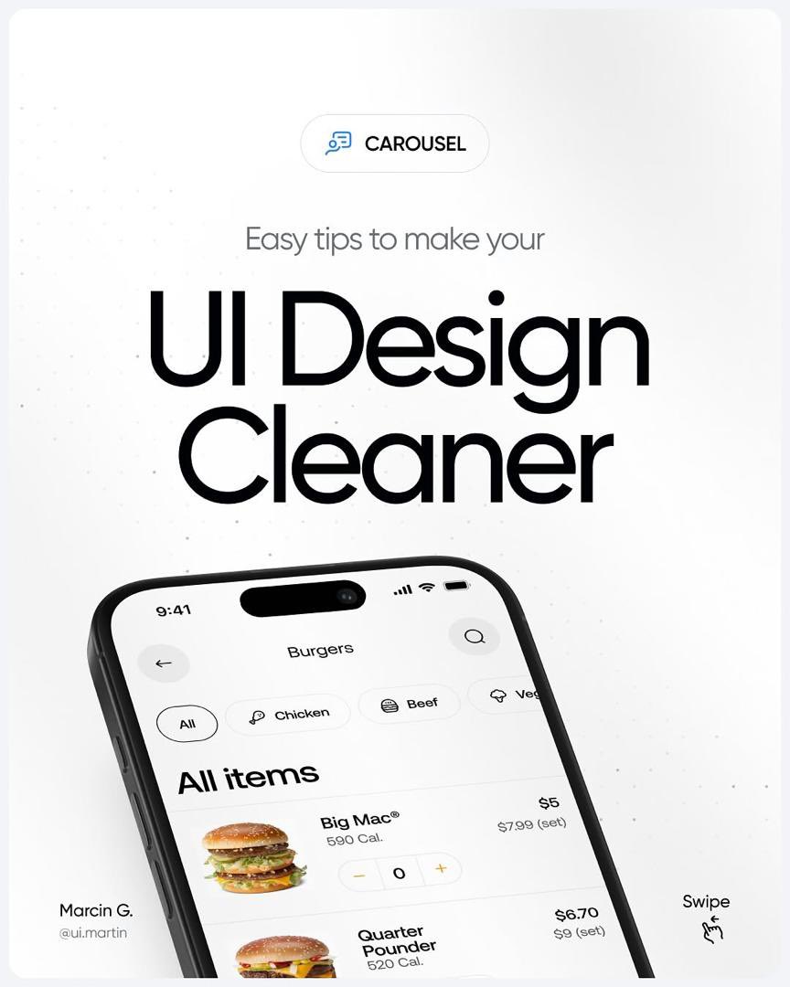Nelsonyolemi1's tweet image. UI/UX Designers, check out this article: 'Easy tips to make your Ul Design Cleaner.' It's quite detailed; explore it further if you can. It might be useful to you in some way.
Credit: @uxuimartin
Retweet & Save For Later ❤️
