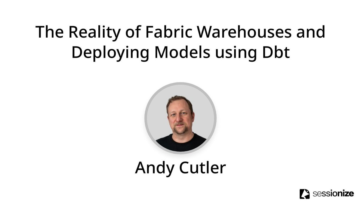DataWeekender's tweet image. Our fifth #MicrosoftFabric session at #DataWeekender 7.0 is @MrAndyCutler presenting The Reality of Fabric Warehouses and Deploying Models using #DBT at 13:00 UTC on Sat 1st March.

Register: bit.ly/4b9SsnB. View the schedule: bit.ly/46TCJ9i.