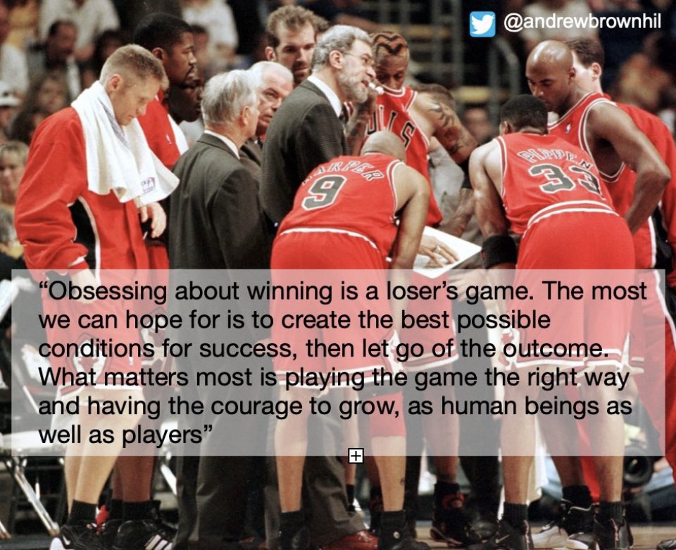 Phil Jackson on what's really important👇
🗣"Obsessing about winning is a losers game. The most we can hope for is to create the best possible conditions for success, then let go of the outcome... Have the courage to grow, as human beings as well as players."