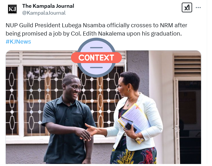 TheDebunkShow's tweet image. #OutOfContext @lubega_nsamba  President of @MakGuild  and @edthnaka  did not meet about a career possibility, nor has he switched from NUP to NRM. Full analysis- debunkinitiative.org/out-of-context…