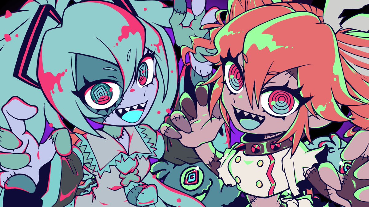 Antennart3's tweet photo. ふるーり(@furu_ri)様の楽曲『ZOMBIEEEEE!!!』にて、アンテナートが映像を担当しました！ダーク＆ポップ＆キュートな雰囲気を表現しました。
 是非ご視聴ください！！

【niconico】https://t.co/NGXihgWQeU
【詳細】https://t.co/01MvF9vrH3 https://t.co/NeJGjDeBle