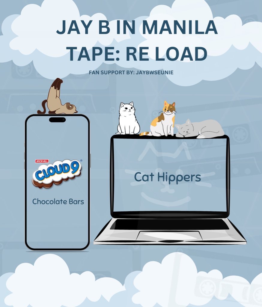jaybwseunie's tweet photo. JAY B CONCERT [TAPE: RE LOAD in Manila] 📼
-fan support by @jaybwseunie 💙

😻Cat Hippers and Cloud 9 Choco Bars
☁️Time and Location: tba
😿1:1 since very limited qty!

RTs are very much appreciated! 💚

Thanks and see you!! 💚😽

#JAYB #TAPERELOADINMANILA 
#jaybinmanila https://t.co/XdUQ38VE1I