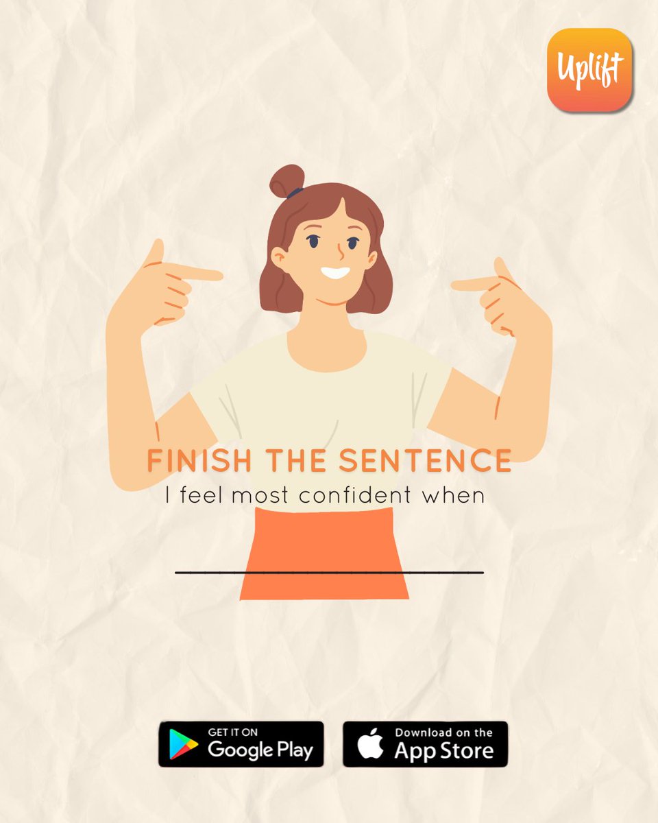 UpliftApps's tweet image. Finish the Sentence 

“I feel most confident when ______.”

Your words might inspire someone today. Drop your answer below! 

Download Uplift now and make positivity a habit! 🌟 vist.ly/3mvscpk

#StayUplifted #MindsetMatters #UpliftApp #SelantoApps #PositiveMIndset