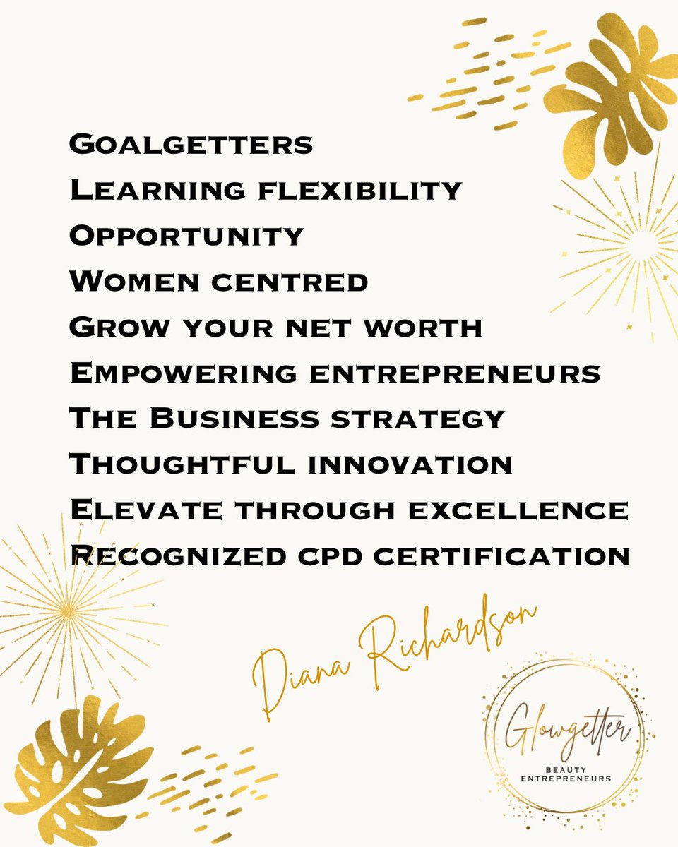 💫Become a Glowgetter Beauty Entrepreneur💫

✨Goals &amp; Accountability coaching calls
✨Learning flexibility 
✨Online program 
✨Worksheets from each session to embed the knowledge and empower entrepreneurs 

✨CPD Course £2499

🌐 glowgetterbeautyentrepreneurs.com