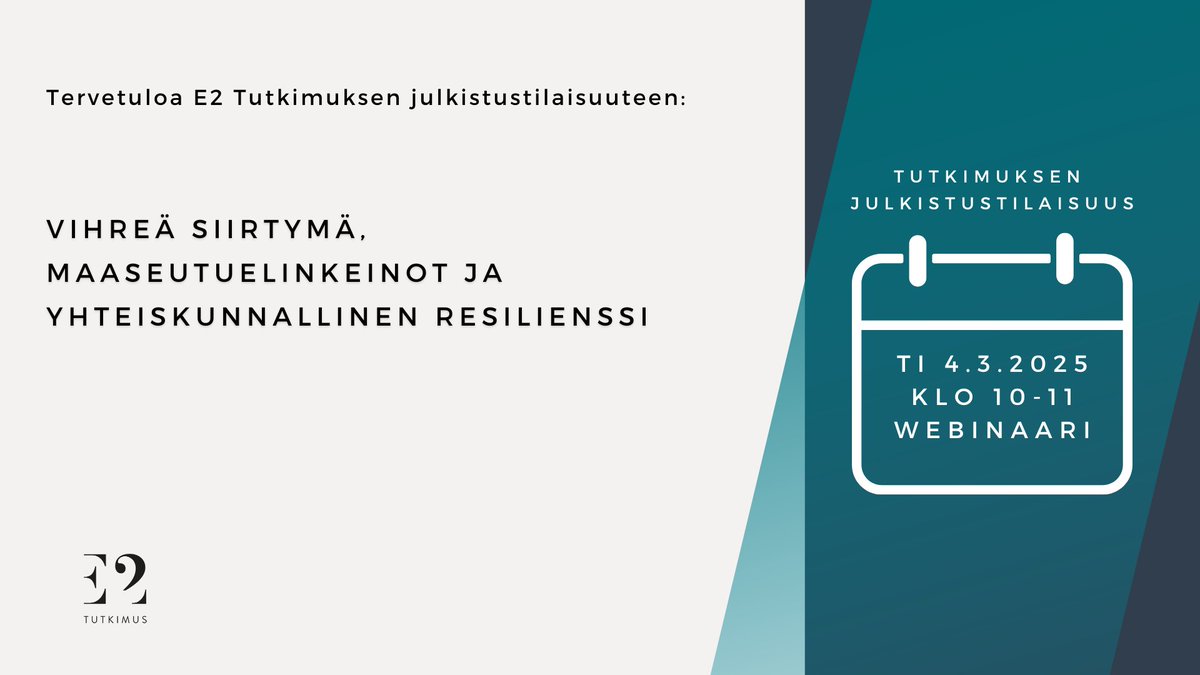 Mitä vihreä siirtymä merkitsee maaseutuelinkeinoja harjoittaville yhteisöille Etelä-Savossa ja Pohjois-Pohjanmaalle? Minkälaisia mahdollisuuksia tai pullonkauloja siinä nähdään? 

Ilmoittaudu mukaan: lnkd.in/dP5g3VaT
