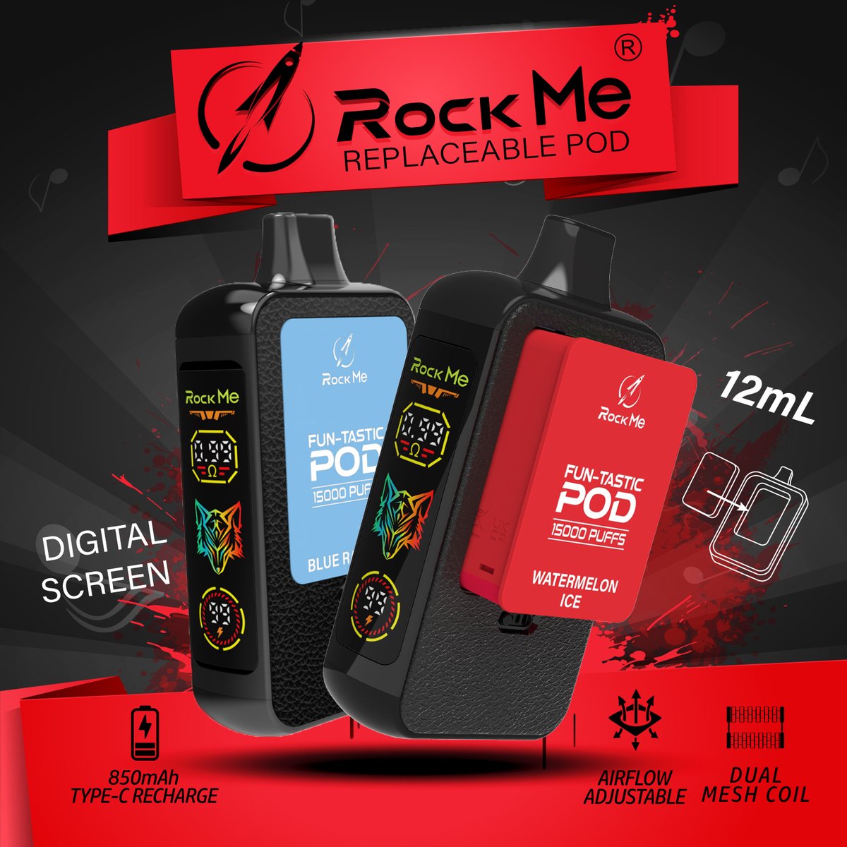 RockMe_Vape's tweet photo. Unleash a whole new level of vaping with the Rock Me Replaceable Pod – your ultimate companion for a dynamic and customizable vape experience! https://t.co/txJWIULPrc