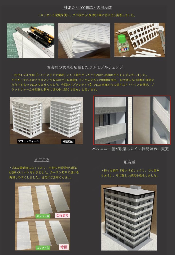 kumakou_model's tweet image. 【プラレディア第3期分譲開始！！】

今回より在庫管理のため、BASEショップを利用して分譲させていただきます。ログイン登録なしでも購入出来ます！

1棟あたり140時間かけて作った工芸品です。皆様のNゲージライフが良いものになることを願って🙇
よろしくお願いします。

kumakoumodel.base.shop