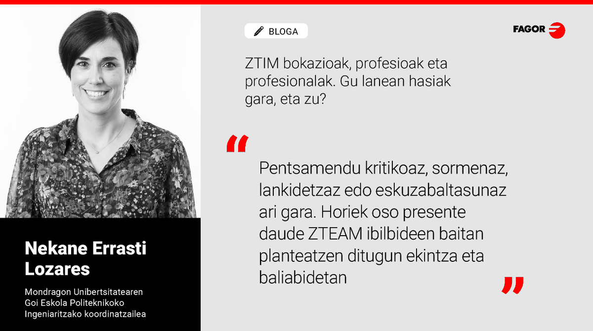 [BLOGA✍️] Irakurri ezazu Nekane Errasti Lozares <a href="/MUnibertsitatea/">Mondragon Unibertsitatea</a>|ren <a href="/MU_gep/">Mondragon Goi Eskola Politeknikoa</a>|eko Ingeniaritzako koordinatzaileak gure blogean argitaratutako ‘ZTIM bokazioak, profesioak eta profesionalak. Gu lanean hasiak gara, eta zu?’ artikulua.

Interesgarria?🤔

🔗 fagor.eus/portfolio/ztim…