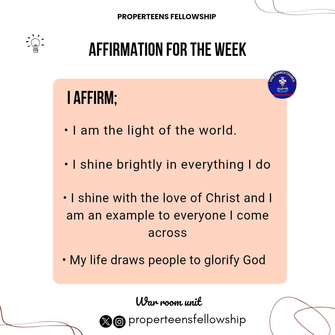 vbcproperteens's tweet photo. Matthew 5:14-16

You are the light of the world. A town built on a hill cannot be hidden. Neither do people light a lamp and put it under a bowl. Instead, they put it on its stand, and it gives light to everyone in the house. Let your light so shine before men! https://t.co/pxxfJJ1Lqy