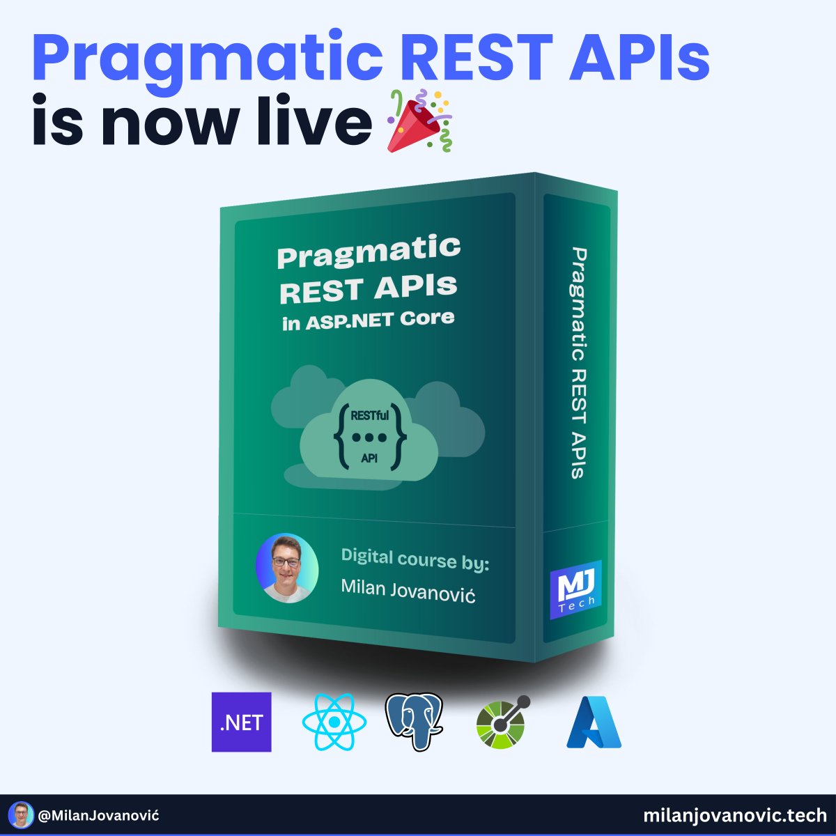 mjovanovictech's tweet image. I've been working on this for more than 6 months.
So, I'm excited to share that Pragmatic REST APIs is now live. 🎉
Here's what I packed inside:
- 9 in-depth chapters
- 80+ lessons
- 14+ hours of video lessons
We'll go from scratch (quite literally, a blank VS solution) to…