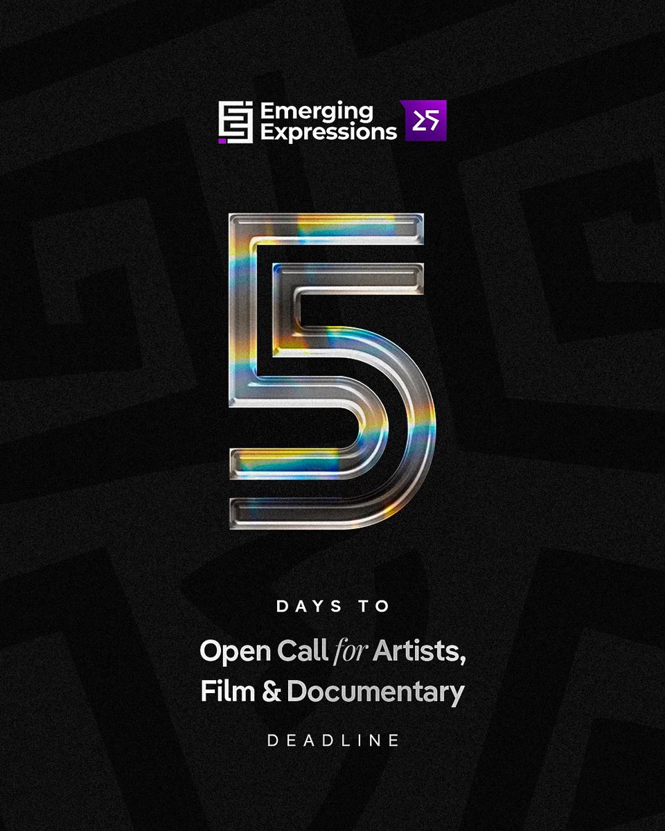 E_expressions_'s tweet photo. FINAL CALL:Applications for Emerging Expression2.0 closes in 5days 

If you’re an undergraduate visual artist, painter, sculptor, digital artist, or filmmaker, this is your chance to submit your works and get the opportunity to showcase your work globally. https://t.co/6Sfj5nKxes