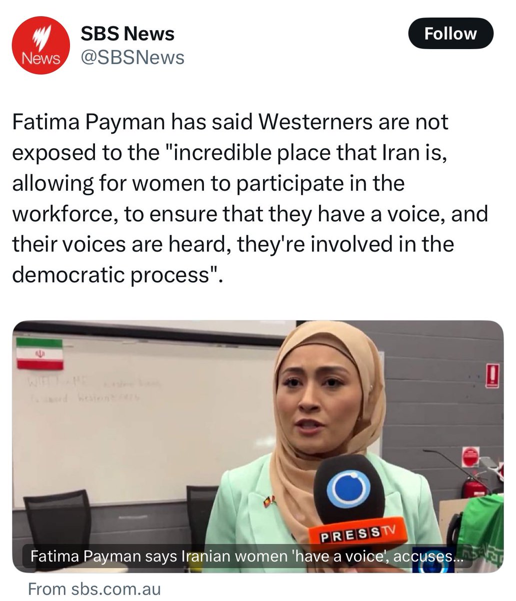 OzraeliAvi's tweet image. If Payman, a refugee, believes Iran is so wonderful, why did she and her family choose to settle in Australia? 

Our immigration system is clearly flawed. 

DEPORT.