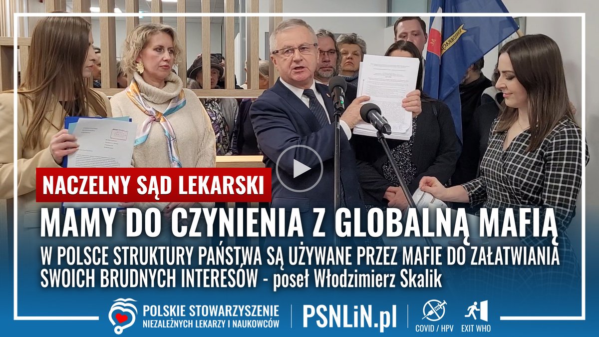 🟥MAMY DO CZYNIENIA Z GLOBALNĄ MAFIĄ! - Powiedział poseł Włodzimierz Skalik w Naczelnym Sądzie Lekarskim podczas rozprawy przeciw dr Dorocie Sienkiewicz 
➡️Przecież struktury państwa są tworzone po to, by chronić obywateli przed złymi ludźmi...
🔗rumble.com/embed/v6lu55c/…