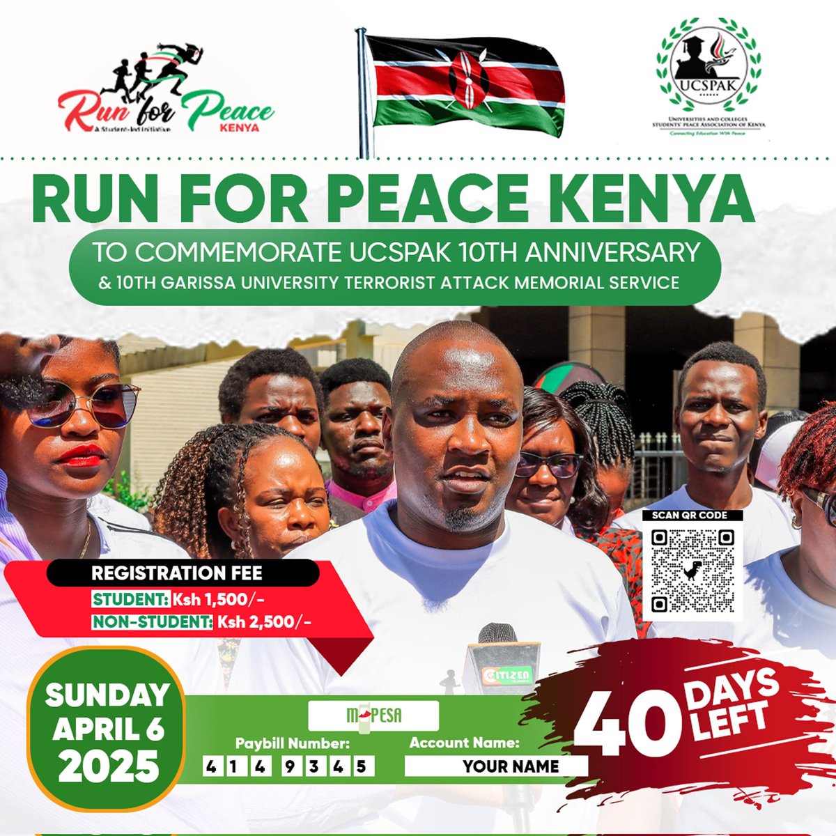 Wi_ckii's tweet photo. We invite y'all to the run for peace Kenya event on the 6 th April in commemoration for the garissa event
#UCSPAK@10
#Runforpeacekenya
#GarissaUnimemorial https://t.co/lWLRjjcskf