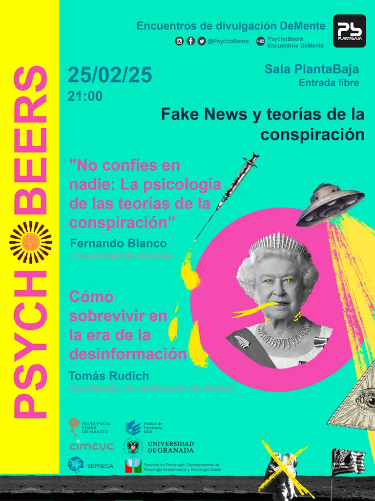 🍻 Nuevo encuentro <a href="/PsychoBeers/">PsychoBeers</a> ➡️ “Fake News y Teorías de la Conspiración”

🗣️ <a href="/FBpsy/">Fernando Blanco 🦋 ✂️🍕</a> y <a href="/TomasRudich/">Tomás Rudich</a> serán los ponentes que nos descubran cómo surgen, se propagan y por qué creemos en las noticias falsas y las teorías conspirativas 🧠📰💥

🗓️ 25 febrero
📍 <a href="/salaplantabaja/">Planta Baja</a>
