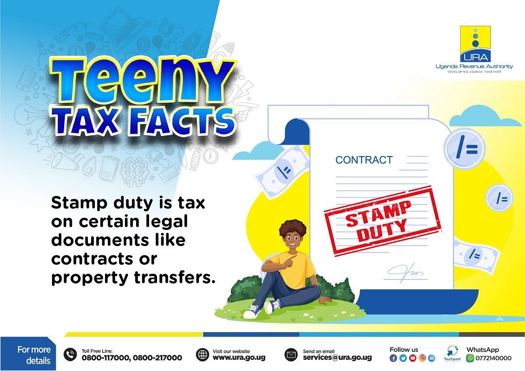 URAuganda's tweet photo. Has your teen ever asked you to breakdown what Stamp Duty is?

Don't stutter, here is a brief explanation.

#TekakoStampu
#TeenyTaxFacts
#LearnTaxUg https://t.co/zhNK207CuT