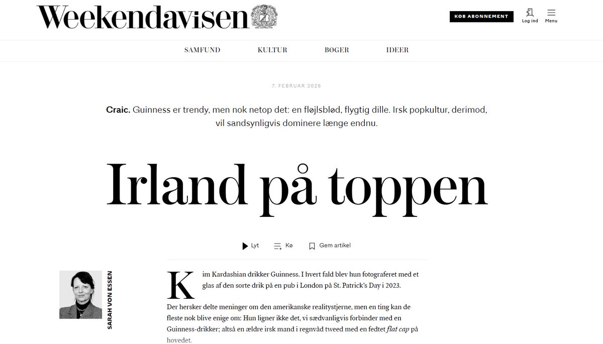 Stephen Joyce, Centre for Irish Studies Aarhus, interviewed for Danish weekend newspaper on Ireland’s current cultural influence 🇮🇪🙌🤓