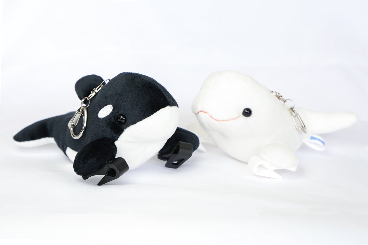 肩にちょこんと乗せられる♪シャチ・ベルーガの肩乗せぬいぐるみ