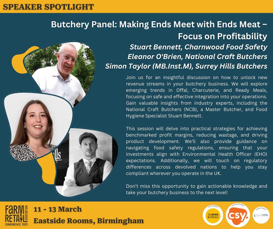 Our speaker programme at this year’s conference  includes our fabulous Butchery Panel discussing Making Ends Meet with Ends Meat – Focus on Profitability - get your tickets now shorturl.at/CpAzi #conference #farmretail
