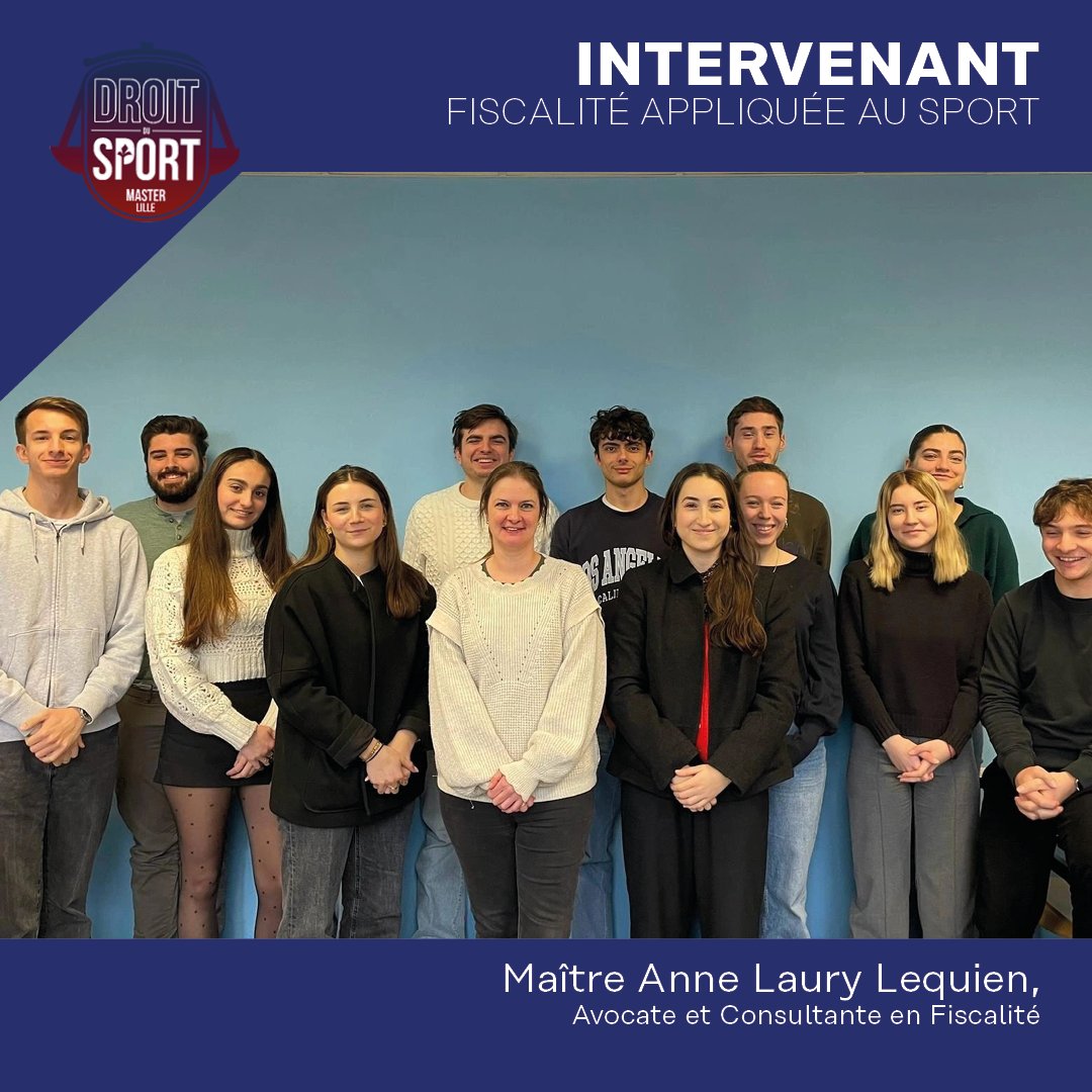 Les étudiants du Master ont participé à un séminaire sur la fiscalité appliquée au sport, animé par Maître Anne-Laury Lequien. Ce séminaire leur a permis d'approfondir le droit fiscal et de maîtriser son application dans le secteur sportif grâce à des mises en pratique.