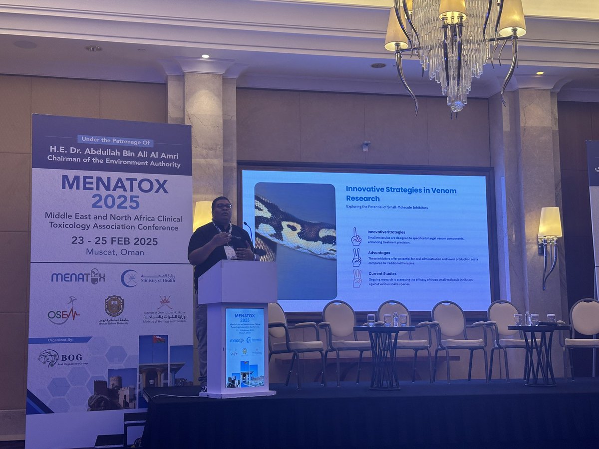 Hassan M. Alshaqaq (@hassanalshaqaq) on Twitter photo New specific pharmacological strategies to treat snakebite envenoming by Dr. <a href="/PeterAkpunonu/">Peter Akpunonu</a> at #MENATOX25! New specific pharmacological strategies to treat snakebite envenoming by Dr. <a href="/PeterAkpunonu/">Peter Akpunonu</a> at #MENATOX25!