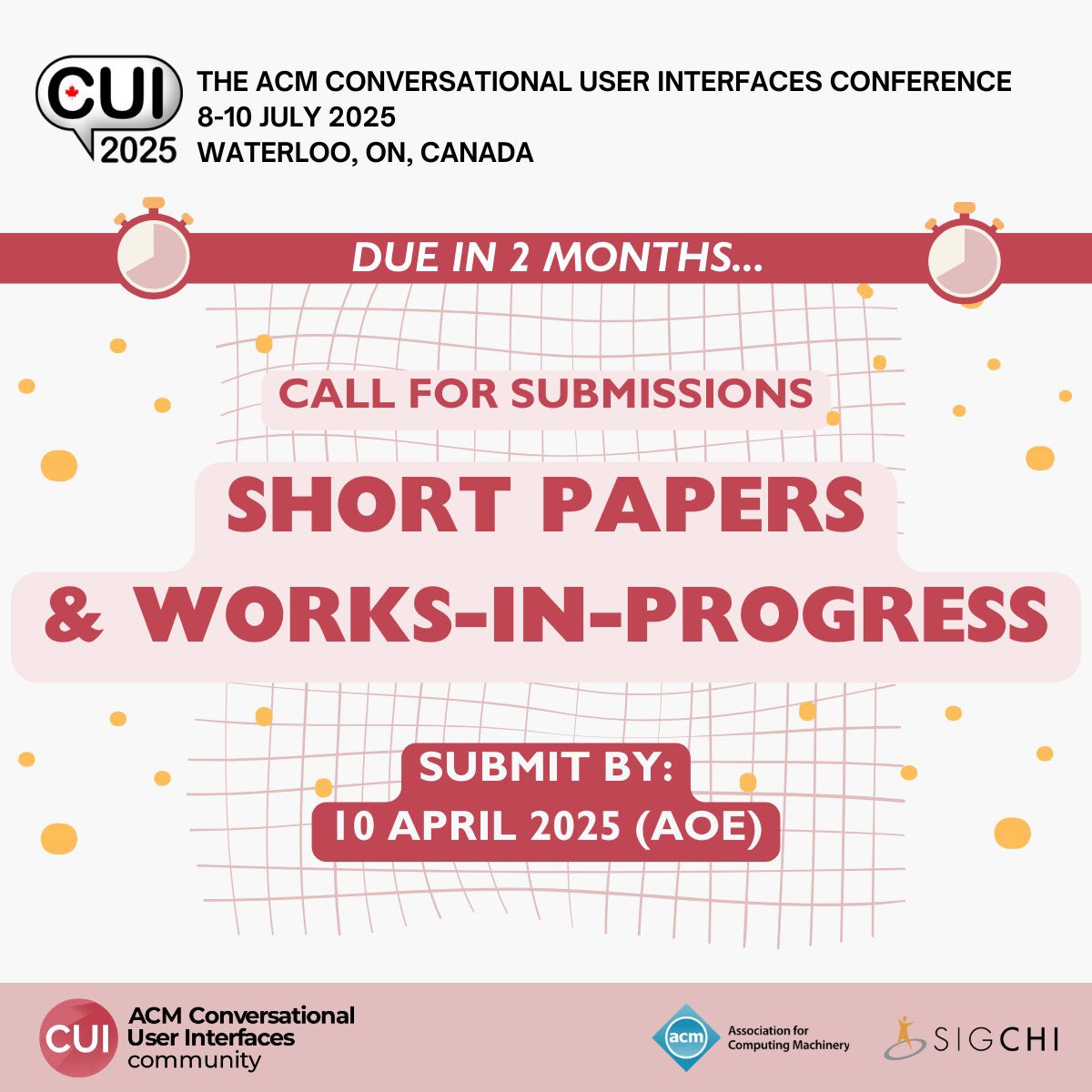 thesmitdesai's tweet image. Did your Late Breaking Work on Conversational AI miss the cut for #CHI2025? Don’t worry—revise and submit it to #CUI2025! We’d love to see your work at @ACM_CUI.