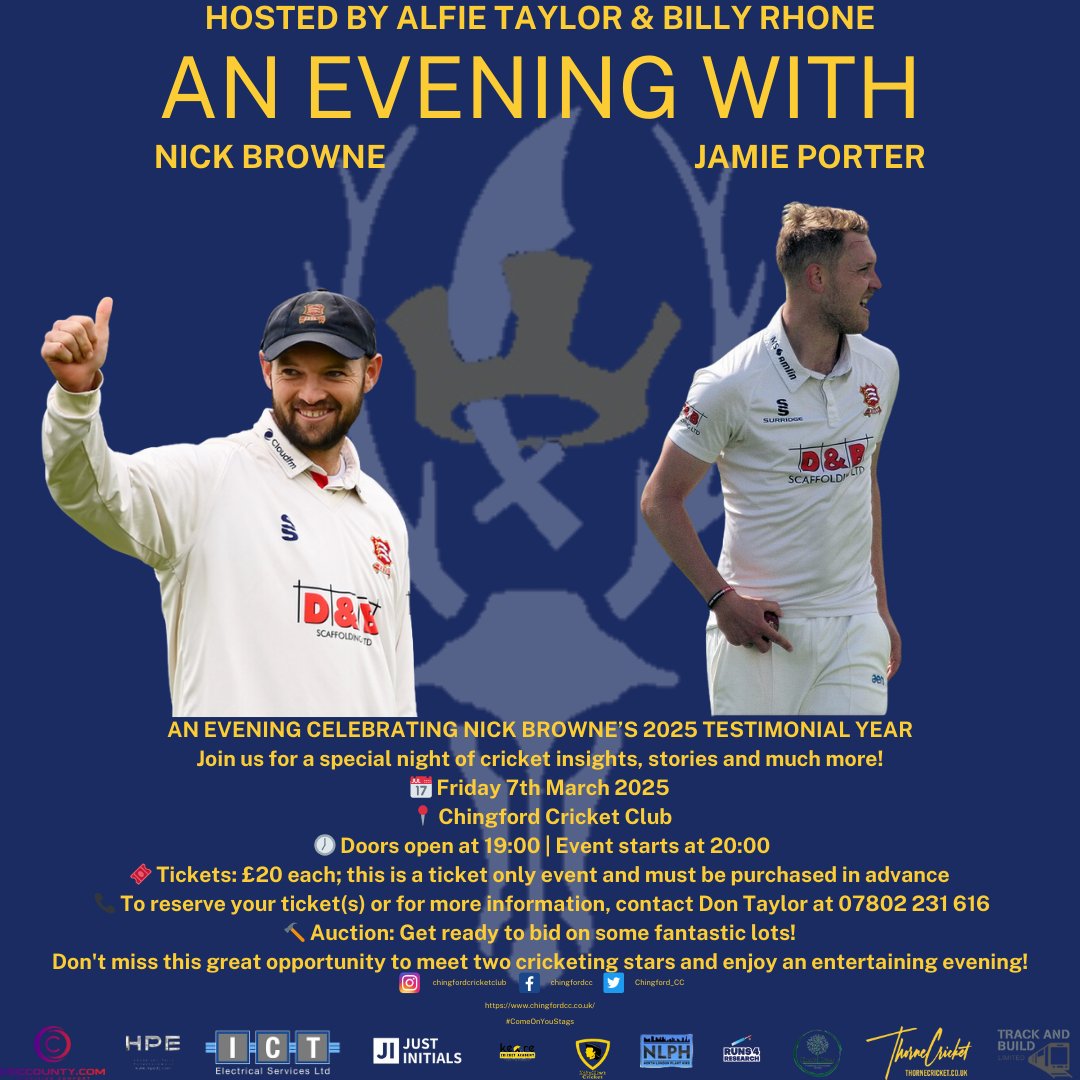 🚨 TICKETS SELLING FAST – DON’T MISS OUT! 🚨

AN EVENING WITH NICK BROWNE &amp; JAMIE PORTER

Tickets are selling fast – don’t miss your chance to be part of this special evening!