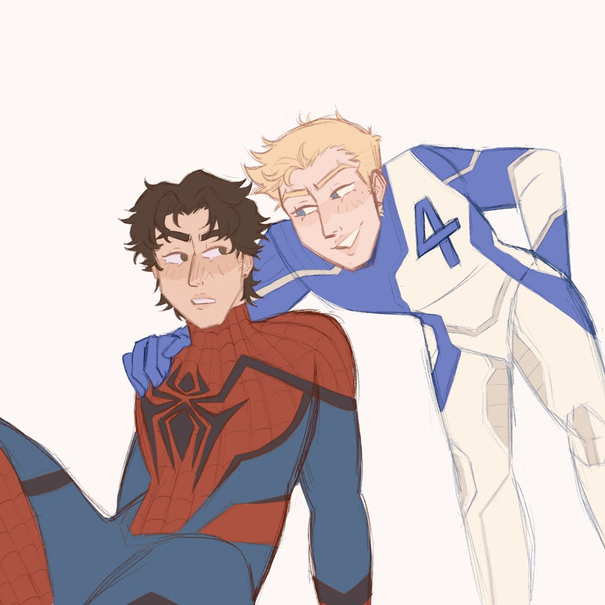 jayvikkz's tweet image. love me some good bromance #spideytorch #MarvelRivals #johnnystorm #peterparker #MarvelRivalsfanart