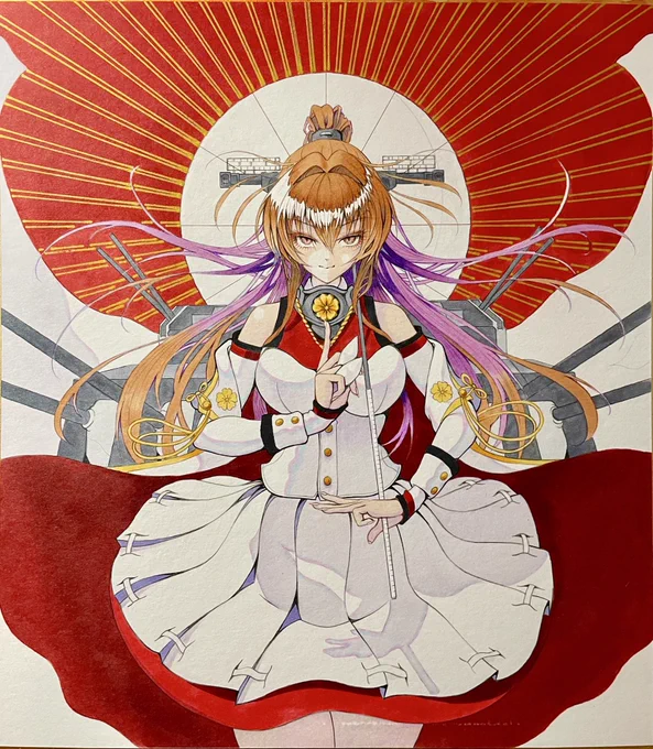 金ペン入れた期待してたイメージに近い明日から細かいとこ描いたり線を入れ直したりしたら完成!…たぶん。。。 