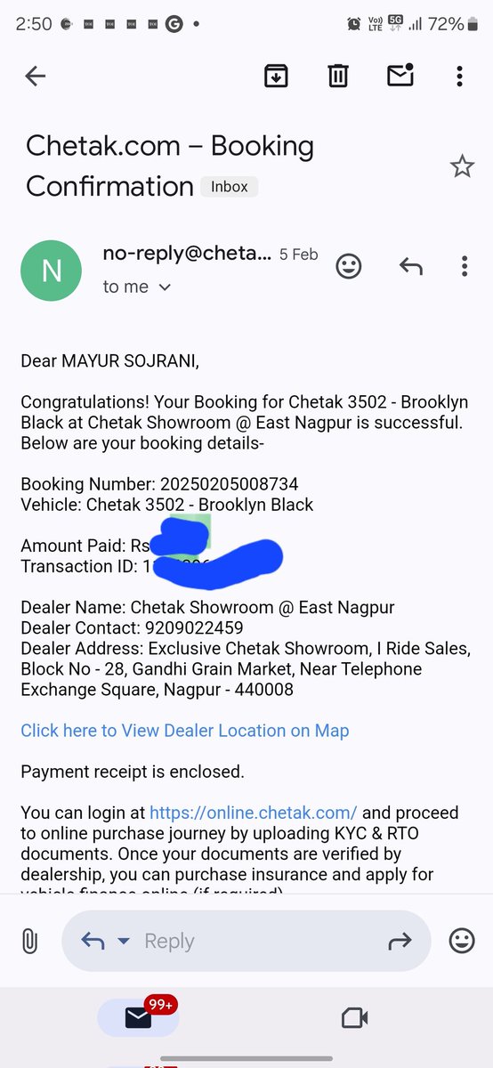 SojraniMS's tweet photo. @chetakofficial Something is wrong with your service @ east Nagpur. Booking done 20 days prior not delivered. Now Manager says you can take back your booking amount.
Can't make a two wheeler available in 20 days ?? Big question. https://t.co/ko9aibKBrd