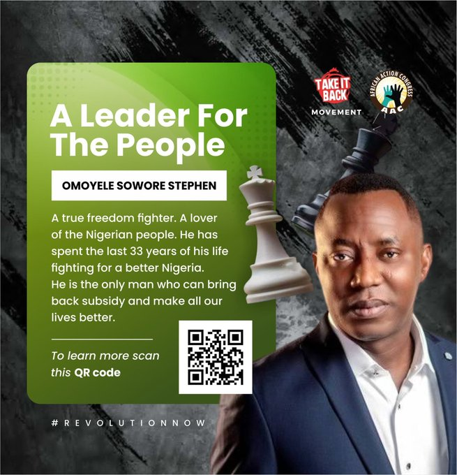 saomot2000's tweet photo. | voting Omoyele Sowore as NGn president is supporting my interests as an oppressed NGn.
I am an oppressed NGn & I support Omoyele Sowore.
I will vote Omoyele Sowore as NGn president come 2027 & I have started my unofficial campaign.
No dull yourself & your generations!
#SOS27 https://t.co/Y0zOqAirIs