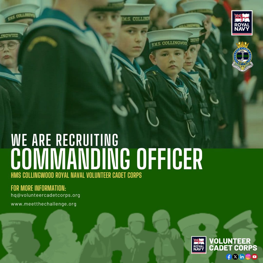 Volunteer Cadet Corps (@vcccadets) on Twitter photo 🚨 Exciting Opportunity! 🚨
We're seeking a dedicated individual for the role of Commanding Officer at <a href="/CollingwoodRNC/">HMS Collingwood RNVCC</a> based at <a href="/HMS_Collingwood/">HMS Collingwood</a>! Join us in providing strategic leadership & a challenging training experience for our cadets.
👉 volunteercadetcorps.org/volunteer-vaca… 🚨 Exciting Opportunity! 🚨
We're seeking a dedicated individual for the role of Commanding Officer at <a href="/CollingwoodRNC/">HMS Collingwood RNVCC</a> based at <a href="/HMS_Collingwood/">HMS Collingwood</a>! Join us in providing strategic leadership & a challenging training experience for our cadets.
👉 volunteercadetcorps.org/volunteer-vaca…