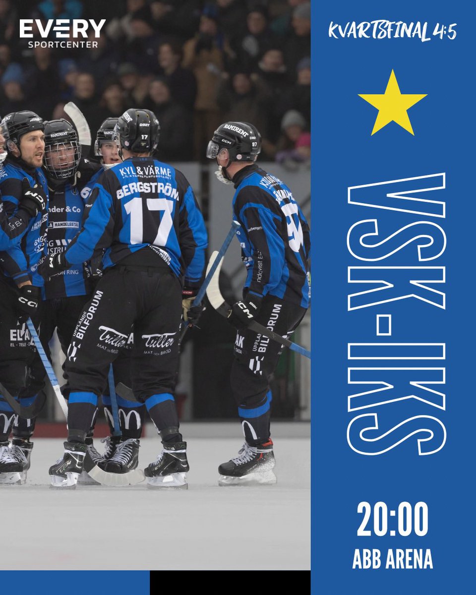 Ikväll är det dags för fjärde kvartsfinalen! 20:00‼️

Ta bussen med @vastrasidan till Västerås!

🔵⚫️

PEBO-Foto