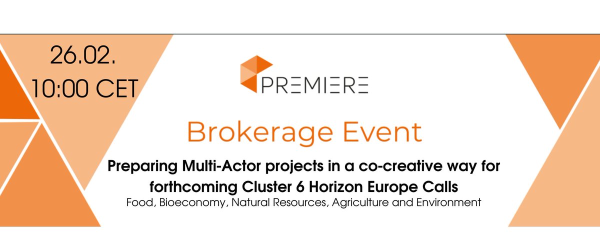 TPOrganics's tweet image. Register now for the #PREMIEREProject brokerage event!

🖇️ next.brella.io/join/PREMIERE/…
📆 26/02/2025
🕙 10.00 to 12.00 CET

💡 Gain insights into the Horizon Europe Cluster 6.
💡 Access valuable tools and resources
💡 Establish connections with potential partners and coordinators.
