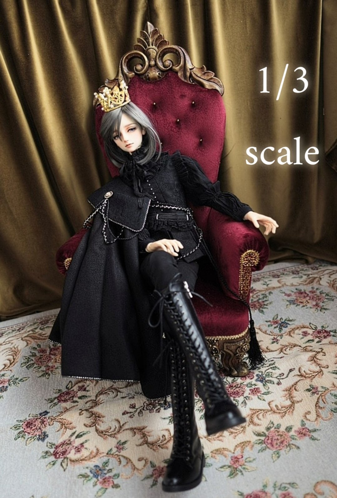 1/3サイズ ドール用 肘掛付アンティーク調チェア 椅子ボルドー 家具 1/3サイズ ドール用 肘掛付アンティーク調チェア ボルドー 椅子