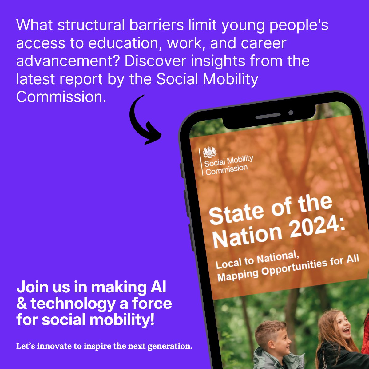The sky should be the limit for young people—but is it? <a href="/SMCommission/">Social Mobility Commission</a>’s State of the Nation Report 2024 maps how barriers to opportunity shape young people’s futures. AI &amp; tech must be part of the solution. Read the report 👉 …ialmobility.independent-commission.uk/policy-papers/…

#AIforOpportunity #Tech4Good