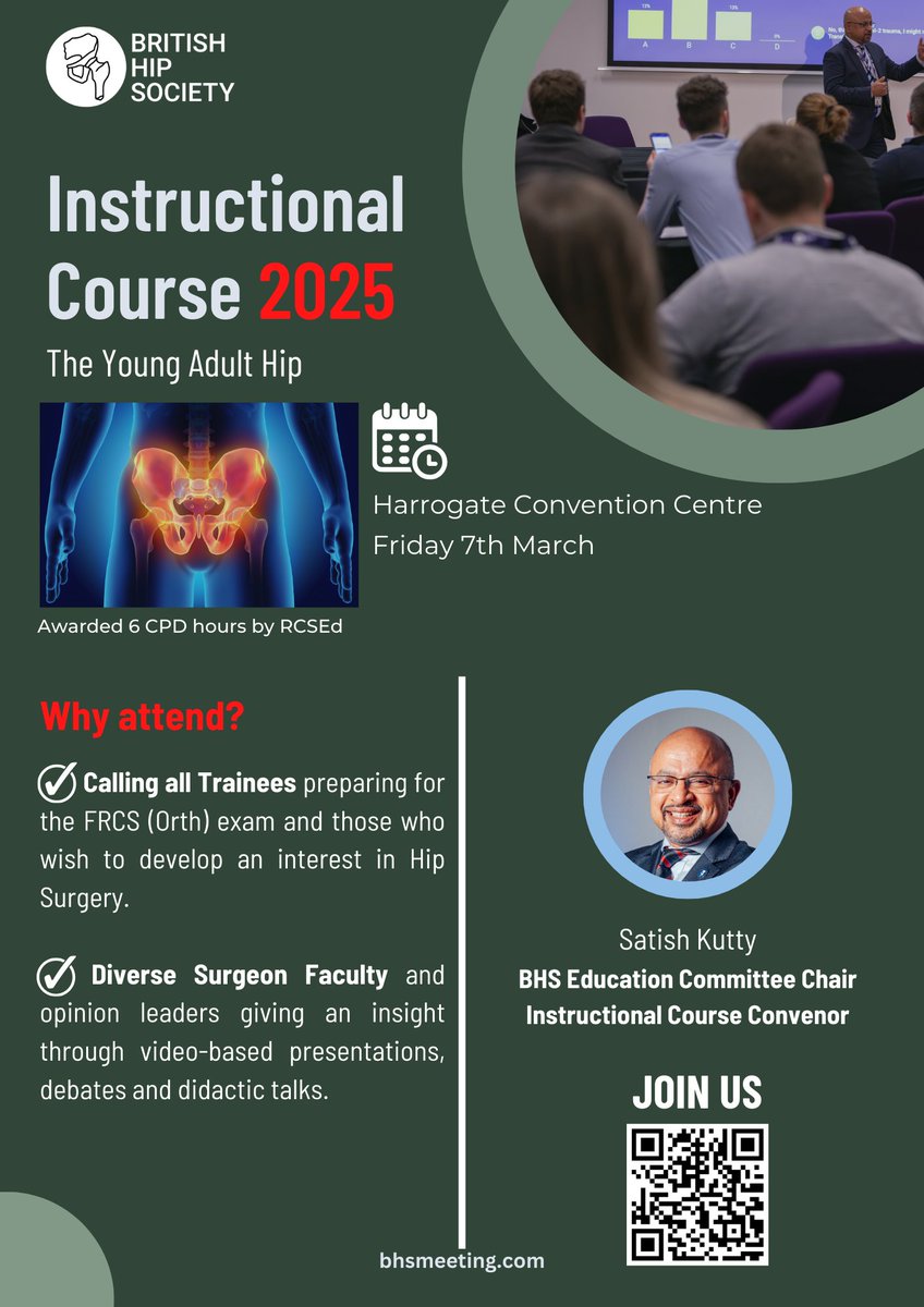 Jai Mistry (@medxevents) on Twitter photo 🚨 Don’t miss (Limited places left!) the <a href="/BritishHip/">British Hip Society</a> #BHS25 Instructional Course—now in its third series—on The Young Adult Hip!
🎓 A must-attend for Trainees prepping for the FRCS (Orth) Exam & those keen on Hip Surgery.
⏳ Sign up now 👉 bhsmeeting.com
#OrthoTwitter 🚨 Don’t miss (Limited places left!) the <a href="/BritishHip/">British Hip Society</a> #BHS25 Instructional Course—now in its third series—on The Young Adult Hip!
🎓 A must-attend for Trainees prepping for the FRCS (Orth) Exam & those keen on Hip Surgery.
⏳ Sign up now 👉 bhsmeeting.com
#OrthoTwitter