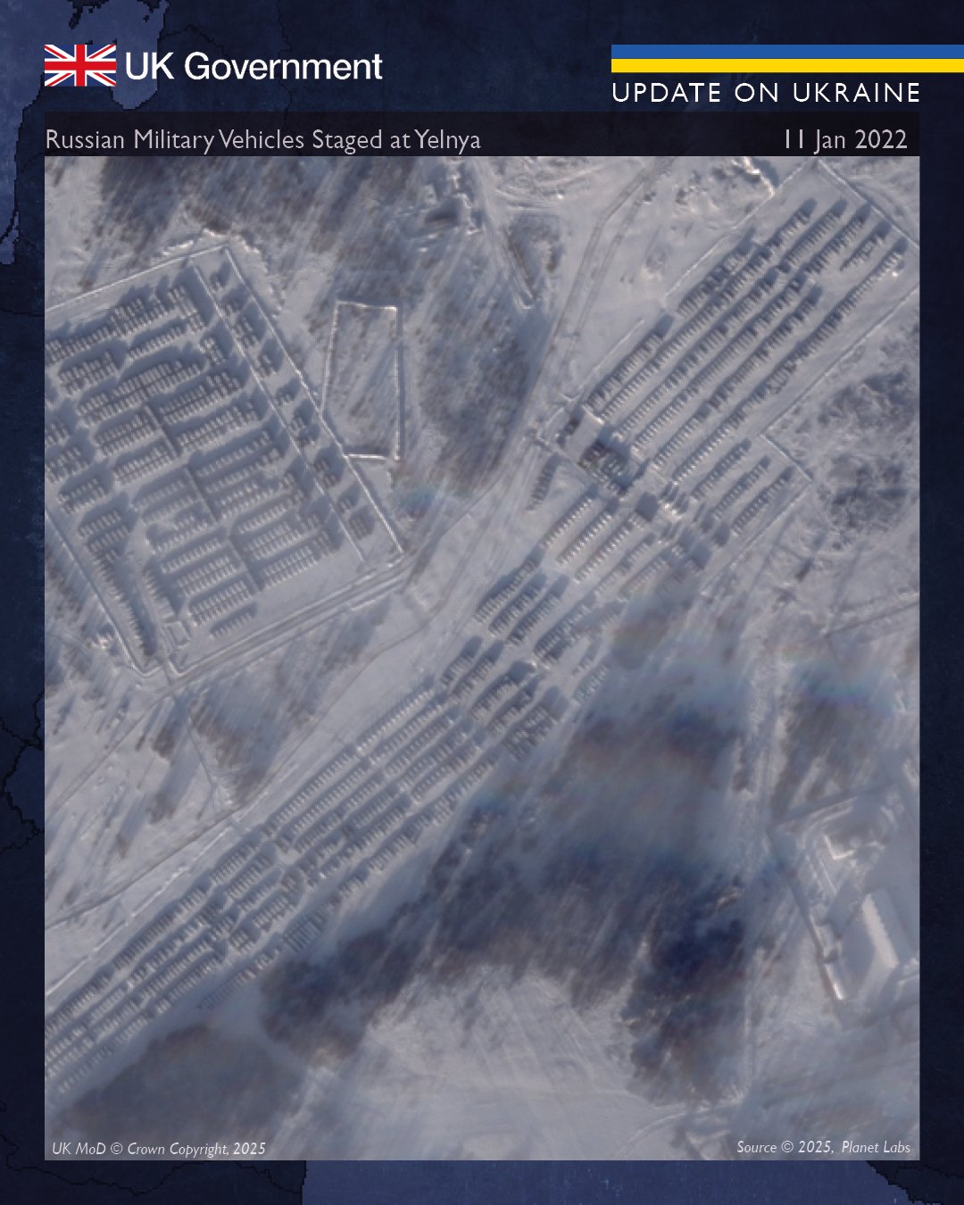 Russian military vehicles staged at Yelnya. (11/01/22)