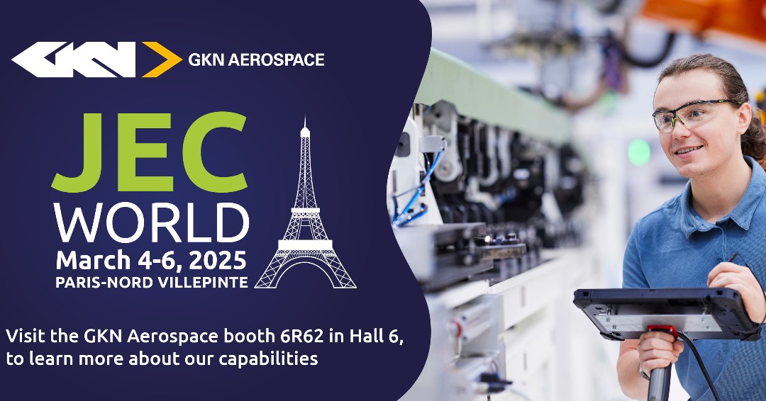We're ready to meet you at #JECWorld2025 <a href="/JECComposites/">JEC Group</a>! 
Join us as we showcase our advanced composites capabilities. GKN Aerospace is innovating lightweight components for aero-engines, wings, empennages, and fuselages.
📍 Booth 6R62, hall 6. Explore the future of flight.