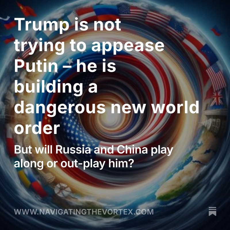 Stefan Wolff (@stefwolff) on Twitter photo The Trump-Putin deal has striking parallels to Munich 1938. It isn’t really about Ukraine or Europe but about re-ordering the international system: bit.ly/3Xa12N9 <a href="/navvortex/">Navigating the Vortex</a> <a href="/lucymarcus/">Lucy P. Marcus</a>
#RussiaUkraineWar #Russia #China #USA #Trump #Putin #EU #NATO The Trump-Putin deal has striking parallels to Munich 1938. It isn’t really about Ukraine or Europe but about re-ordering the international system: bit.ly/3Xa12N9 <a href="/navvortex/">Navigating the Vortex</a> <a href="/lucymarcus/">Lucy P. Marcus</a>
#RussiaUkraineWar #Russia #China #USA #Trump #Putin #EU #NATO