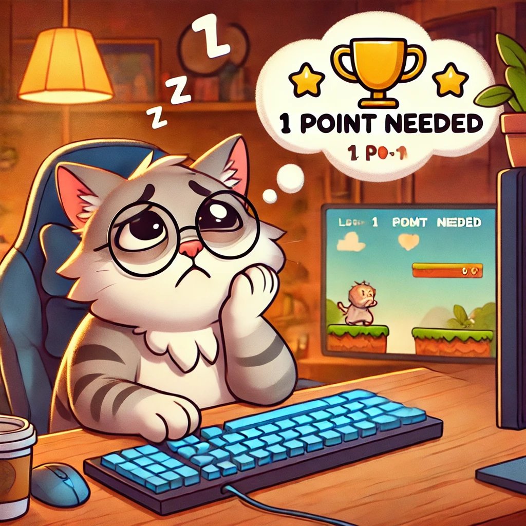 GameRewardsPro's tweet image. &quot;Meow-wow! Just 1 more point to make it into the world rankings!? This is no time to sleep... But I&apos;m so sleepy... But I&apos;ll do it... Zzz...&quot;