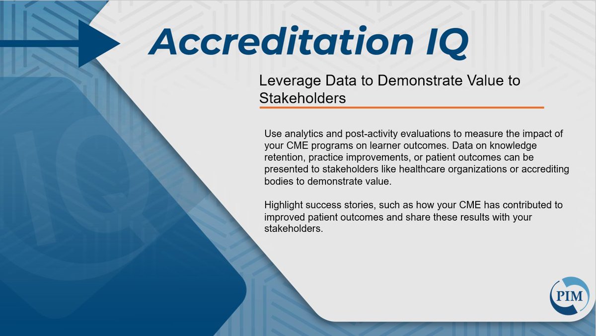 PostgradInst's tweet photo. How often do you share activity data with stakeholders?
#AccreditationIQ addresses FAQs about continuing education for healthcare professionals. Got a question? Message us or contact partners@pimed.com

#CME #MedEd #Healthcare https://t.co/T6vardv68L