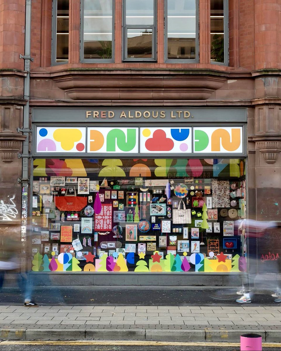 One of the most colourful shop windows in the city 🎨 You can always count on <a href="/FredAldous/">Fred Aldous Ltd</a> to brighten your day ☀️ 

#Manchester #StevensonSquare #NorthernQuarter #FredAldous