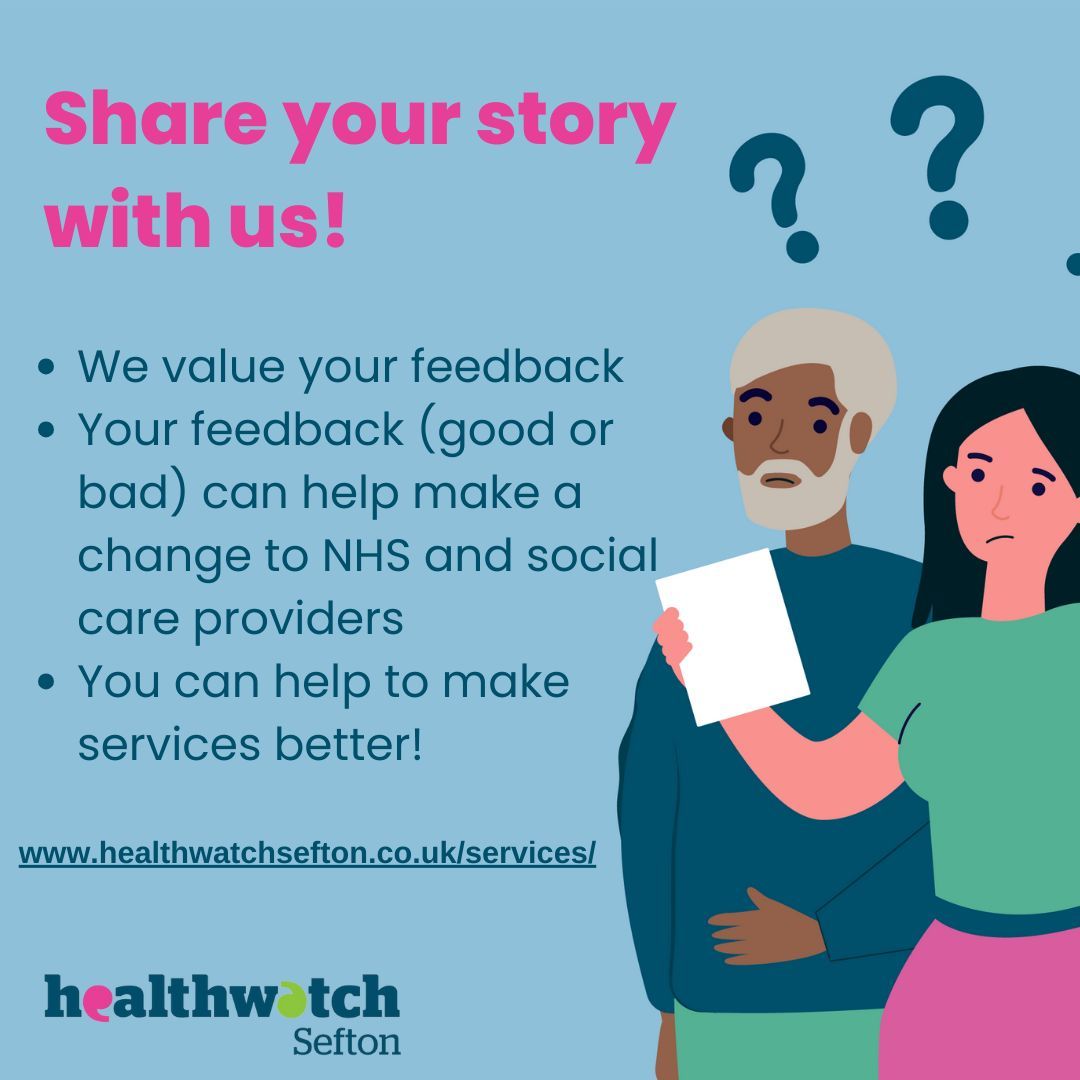 What did you tell us about in January 2025? In total we received 40 enquiries!

Share your story with us!
✔ Your feedback (good or bad) can help make a change to NHS and social care providers
✔ You can help to make services better!

buff.ly/40ag30W

#healthwatchsefton