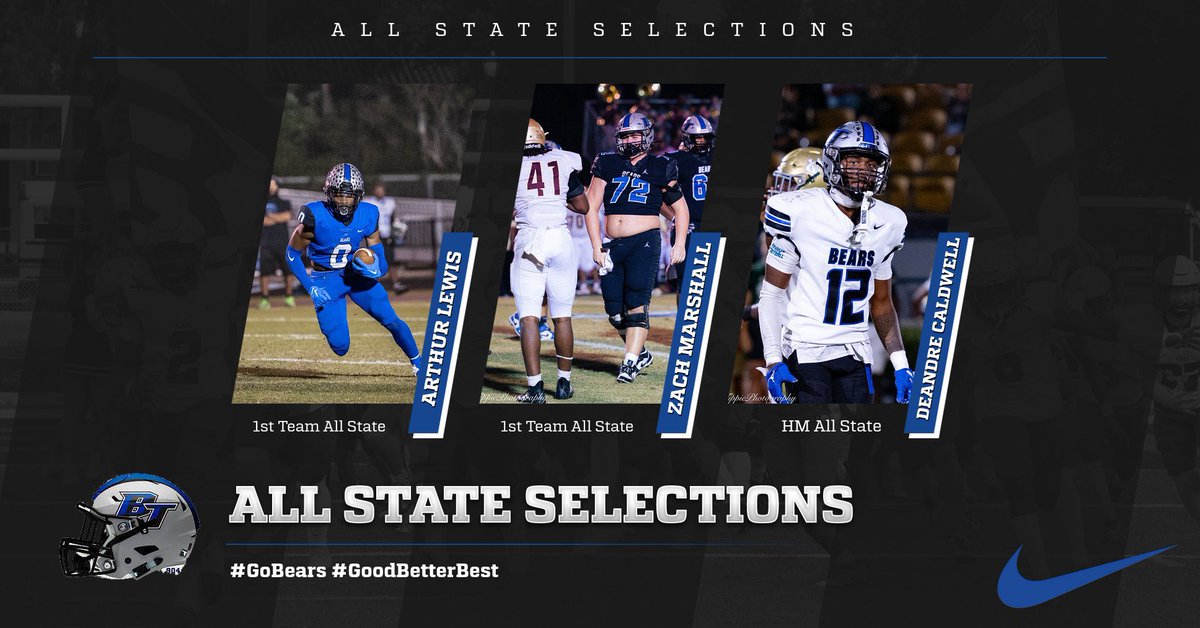 BTHS BEARS FOOTBALL🐻🏈 (@bths_football) on Twitter photo Huge congratulations to our All State selections for this season! Huge accomplishment for these young men! <a href="/ArthurlewisIv0/">Arthur “ART” lewis Iv 3⭐️</a> <a href="/ZachMarshall99/">Zach Marshall</a> <a href="/deandreca1dwe11/">De'Andre Caldwell CO25</a> #GoBears #GoodBetterBest Huge congratulations to our All State selections for this season! Huge accomplishment for these young men! <a href="/ArthurlewisIv0/">Arthur “ART” lewis Iv 3⭐️</a> <a href="/ZachMarshall99/">Zach Marshall</a> <a href="/deandreca1dwe11/">De'Andre Caldwell CO25</a> #GoBears #GoodBetterBest
