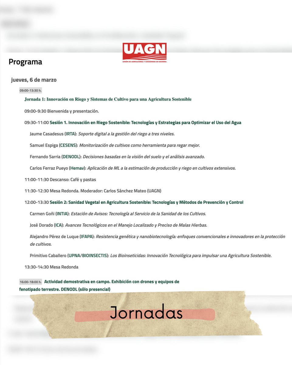 UAGN (@uagnavarra) on Twitter photo 🚜✨ Jornada: '#Innovación y #sostenibilidad en la #Agricultura: Tecnologías y Estrategias de Implementación’ (#UAGN y <a href="/IdAB_CSIC/">Instituto de Agrobiotecnología - CSIC</a>)
🗓️ 6 y 7 de marzo
📍En la <a href="/unedtudela/">UNED Tudela</a> (y online)
🆕 Noticia: uagn.es/cita-con-la-in…
#UAGNapuestaporlainnovación 🚜✨ Jornada: '#Innovación y #sostenibilidad en la #Agricultura: Tecnologías y Estrategias de Implementación’ (#UAGN y <a href="/IdAB_CSIC/">Instituto de Agrobiotecnología - CSIC</a>)
🗓️ 6 y 7 de marzo
📍En la <a href="/unedtudela/">UNED Tudela</a> (y online)
🆕 Noticia: uagn.es/cita-con-la-in…
#UAGNapuestaporlainnovación