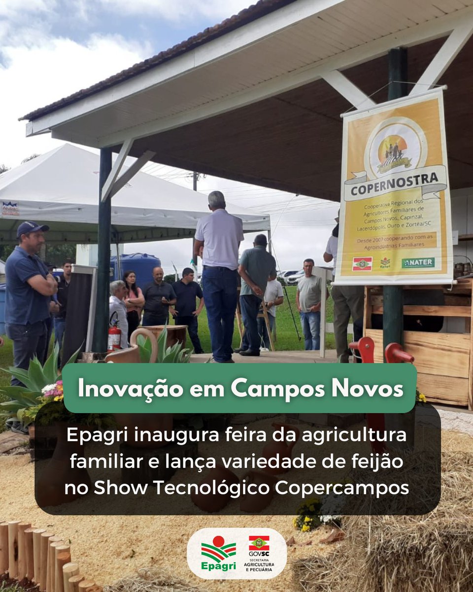 Começa amanhã (25), em Campos Novos, o Show Tecnológico Copercampos - e é claro que a Epagri estará presente com muitas novidades para o campo!

Teremos uma Feira da Agricultura Familiar e muitas tecnologias sustentáveis para o campo.

Veja aqui: x.gd/BET30